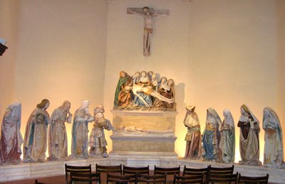 The Entombment，1490（彩绘石） 作者 法语学校