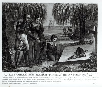 亨利 - 格拉蒂安伯特兰将军家族（1773-1844）在拿破仑波拿巴墓（1769-1821）1821年（石版）（bw照片） 作者 法语学校