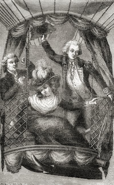1784年9月15日在英格兰举行的第一次气球上升，来自&39;精彩的气球升天或天空的征服&39;，由Fulgence Marion撰写，发表于1870年（版） 作者 法语学校