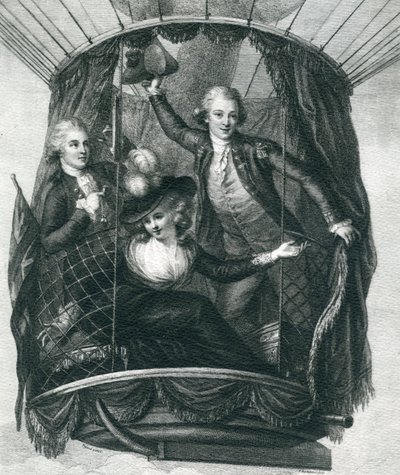 1784年9月15日，英国第一次气球上升，来自精彩气球Ascents或Congence of the Skies，由Fulgence Marion于1870年出版 作者 French School