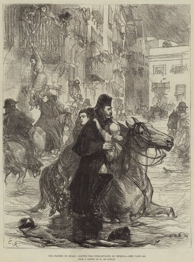 The Floods in Spain, saving the Inhabitants of Murcia (engraving) 作者 法语学校