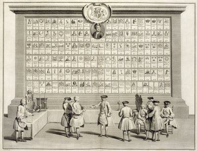 自由的泥瓦匠，有各种小屋的标志，来自宗教和习俗仪式，1733年 作者 法语学校