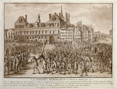 Launay和Flesselles的负责人在1789年7月14日的Hotel de Ville酒店前散步 作者 法语学校