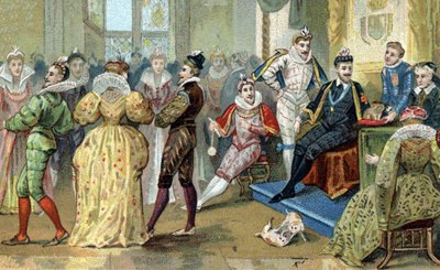 法国国王亨利三世（1551-1589）围着他的小可爱们。19世纪末的彩色石版印刷术 作者 法语学校