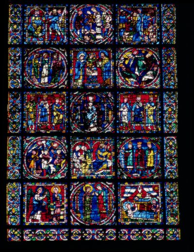 基督的生平，新约周期，窗户的下半部分，c.1145-50 作者 法语学校