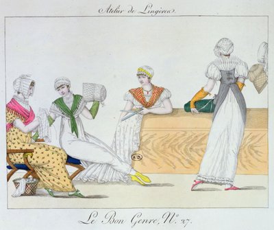 内衣工作室，来自Le Bon Genre的板块，1827年 作者 法语学校