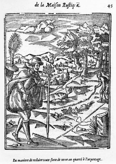 减少勘察广场任何地面的方式，例如Charles Estienne的LAgriculture et Maison Rustique，1641年出版 作者 法语学校