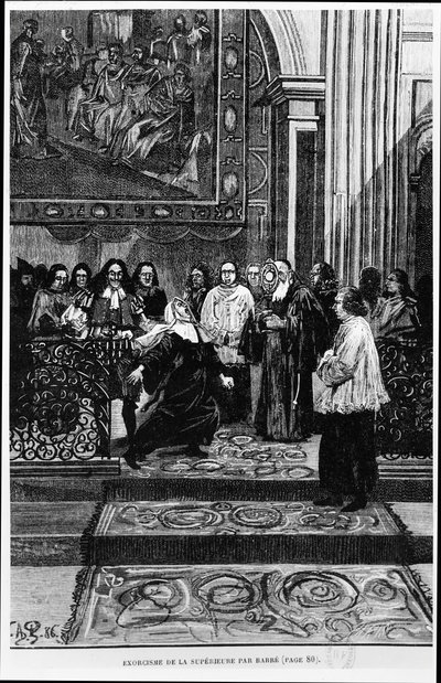 Barre驱逐了母亲上帝，1886年Louis Figuier在Les Mysteres de la Science中拥有Loudun的插图 作者 法语学校