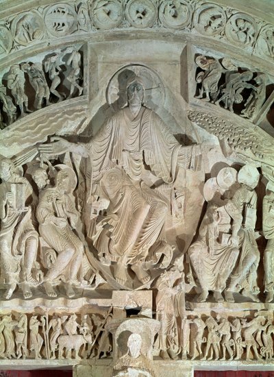 五旬节，来自中央门户的鼓室，c.1120 作者 法语学校