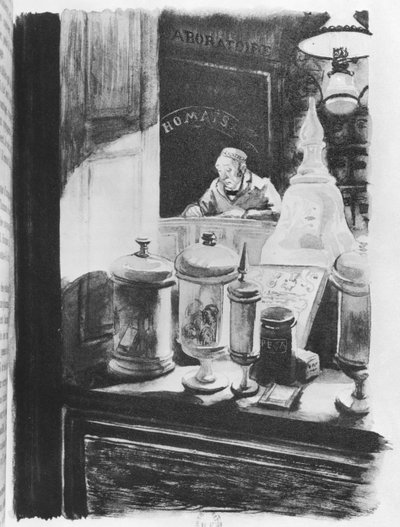 The Pharmacist Homais，来自&39;Madame Bovary&39;的插图，由Gustave Flaubert（1821-80）出版，由Briffant出版，1836年 作者 法语学校