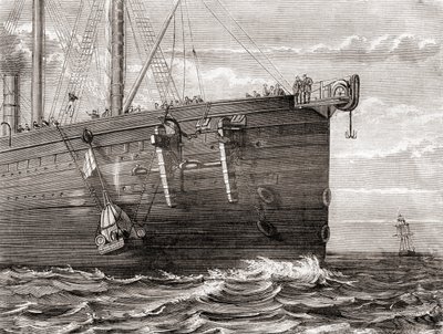 S.S. Great Eastern 向海中发射浮标以标记丢失的跨大西洋电报电缆的位置 作者 法语学校