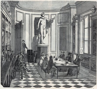 巴黎医学院--仪器室中的考试--埃德蒙-特克西尔1852年在《巴黎表》中的雕刻。 作者 法语学校