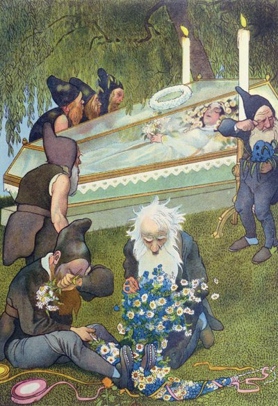 七个小矮人哀悼白雪公主，1911年 作者 法语学校