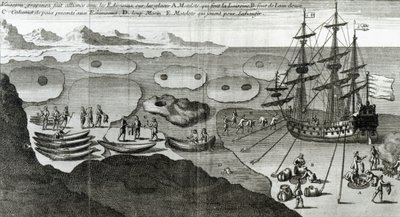 与爱斯基摩人的造船联盟，来自Bacqueville de La Potherie（1663-1736）的“Histoire de l&39;Amerique Septentrionale”，于1753年出版 作者 法语学校