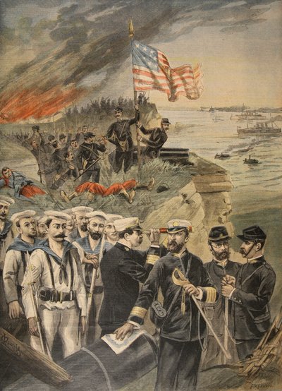 西班牙美国战争：在关塔那摩登陆，插图来自Le Petit Journal：Supplement illustre，1898 作者 法语学校