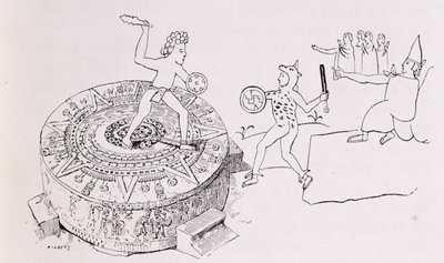 来自Codex Ramirez的Temalacati，或Gladiatorial Stone，来自&39;新世界的古城&39;，由Claude-Joseph-Desire Charney，酒吧。 1887年 作者 法语学校