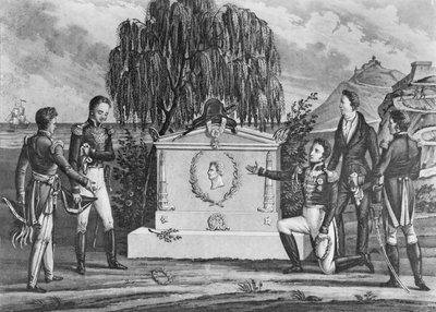 拿破仑·波拿巴墓（1769-1821），圣赫勒拿，1821年（石版）（bw照片） 作者 法语学校
