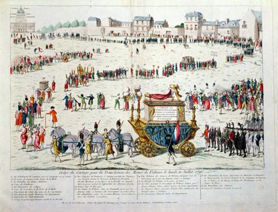 1791年7月10日伏尔泰（1694-1778）的遗体翻译到万神殿巴黎（纸上写着） 作者 法语学校