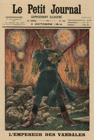 “破坏者的皇帝”，封面插图来自“Le Petit Journal”，补充插画，1914年10月4日 作者 法语学校