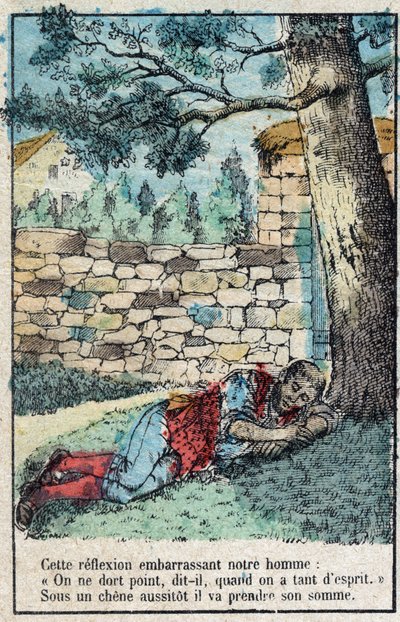 橡子和南瓜。Jean de La Fontaine (1621-95)的寓言。19世纪末的埃皮纳尔影像。 作者 法语学校
