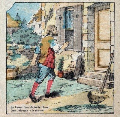 橡子和南瓜。Jean de La Fontaine (1621-95)的寓言。19世纪末的埃皮纳尔影像。 作者 法语学校