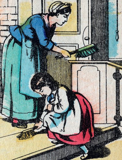 来自好家庭的女孩的活动：家务 - Epinal 图片 - 19 世纪（雕刻） 作者 法语学校