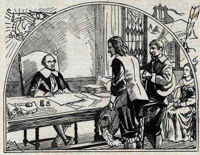 西奥弗拉斯特-雷诺多（1586-1653）的办公室，法国医生和记者，《法国公报》的创始人。1930年的匿名版画。 作者 法语学校