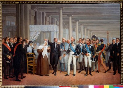 迪厄酒店的解剖学家和外科医生 Baron Guillaume Dupuytren (1777-1835) 向国王查理十世绘画展示了一部眼睛手术，19 世纪法国学校，375 x 540 厘米巴黎，嘉年华博物馆 作者 法语学校