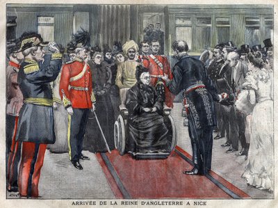 英国女王维多利亚（1837-1901）于1899年抵达尼斯。1899年在 "小吉伦特 "的雕版画 作者 法语学校