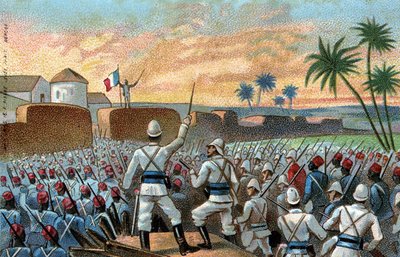 The capture of Abomey, former capital of Behanzin (Benin today) by the French expeditionary force commissioned by General Alfred Amedee Dodds (November 17 作者 法语学校