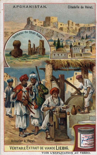 The city and armourers of the city of Herat in Afghanistan and the tomb of the Shah Rukh. Chromolithography of the 19th century. 作者 法语学校