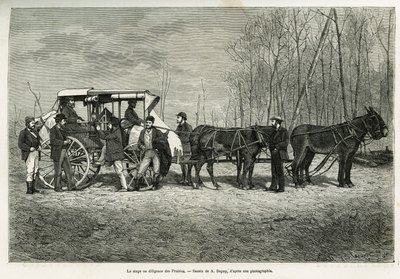 草原上的马的路线或勤奋，由A.Dupuis绘制，用于说明1873年H. de Lamotte对加拿大和北部红河的游览故事。Le tour du monde中的版画 作者 法语学校