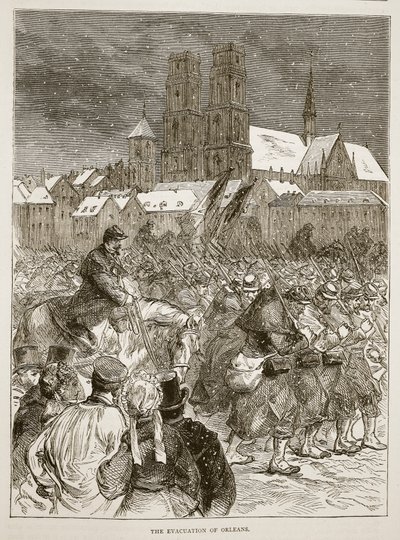 奥尔良的撤离，1870年12月，插图来自卡塞尔斯法国和德国之间的战争历史，1870-1871 作者 法语学校
