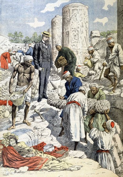 Gayet 先生在 Antinoé 的发掘 - 1904 年 1 月 10 日的“Le Petit Journal”（版画） 作者 法语学校