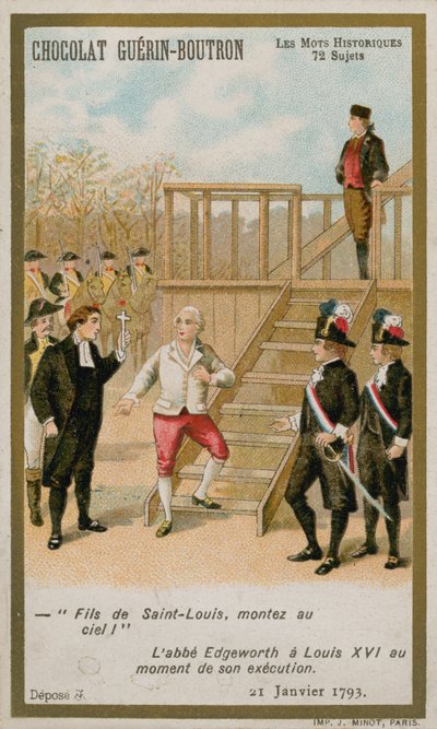 1793 年 1 月 21 日，法国国王路易十六被处决。（chromolitho） 作者 法语学校