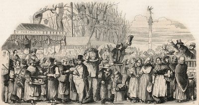 巴黎Bourdon大道上的火腿交易会--Edmond Texier 1852年在 "Tableau-de-Paris "中的雕刻。 作者 法语学校