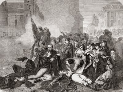 1861年4月8日，俄罗斯步兵和骑兵在1866年4月8日对华沙城堡广场的平民进行大屠杀 作者 法语学校