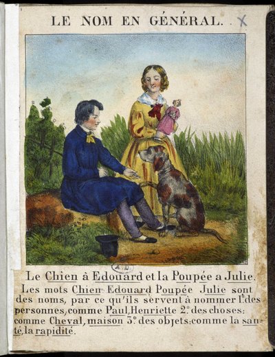 一般的名字（男孩带着狗，女孩带着娃娃）--在 "La grammaire en images "中 作者 法语学校