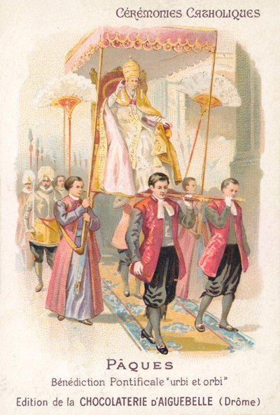 The pope being carried to make his traditional Easter blessing (chromolitho) 作者 法语学校