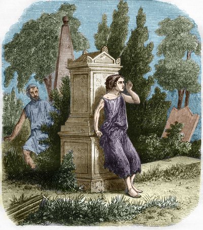 希腊Antiquite的妓女：Hetaires公开地做他们的小生意。Engravurein "The history of prostitution and debauche among all the peoples of the world from ancient to the present day" by Dr. Th.-F.Debray著。1879. 作者 法语学校