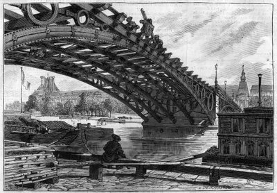 1883年圣佩雷斯桥（Pont du Carrousel）的桥面反射（圣佩雷斯）--"Le journal illustrious "中的雕刻。 作者 法语学校
