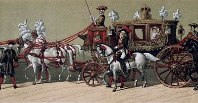 1879 年西班牙国王阿方索十二世 (1857-1885) 与玛丽·克里斯蒂娜·德·特申 (1858-1929) 联姻的皇家驮队（绘画） 作者 法语学校