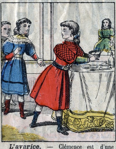 七宗罪：贪婪。19世纪末，埃皮纳成像。(I sette peccati o vizi capitali) 作者 法语学校