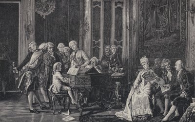 1764年，七岁的沃尔夫冈·阿马德乌斯·莫扎特在伦敦国王乔治三世前演奏 作者 法语学校