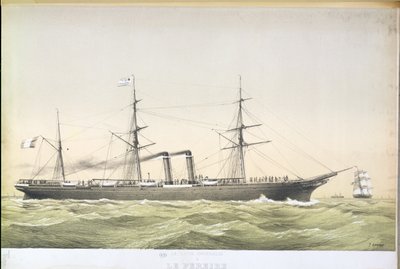 横跨大西洋的划线员Le Pereire从勒阿弗尔穿越到纽约，1860年 作者 法语学校
