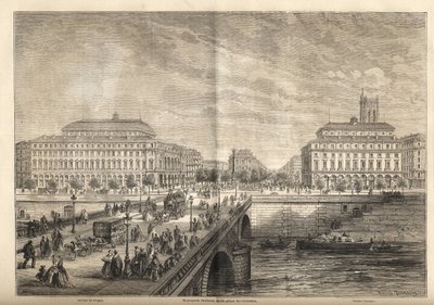 1862年巴黎夏特莱广场的两个新剧院--来自1862年《辉煌的世界》的插图 作者 法语学校