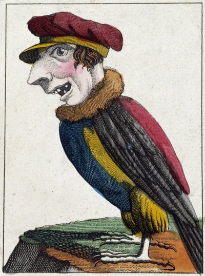 The vulture in Caricature, study of character “volatile character” sd. 19th, popular imagery. 作者 French School