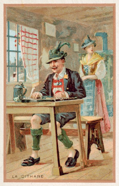 The zither (chromolitho) 作者 法语学校