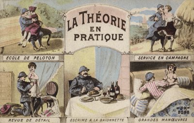 Theory and practice, romance and soldiering (colour litho) 作者 法语学校