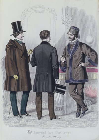 三位优雅的年轻人，1856年12月（彩色雕刻） 作者 法语学校
